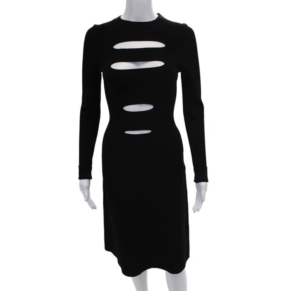 Narciso Rodriguez Womens Long Sleeve Cutout Midi Dress Black Size 38